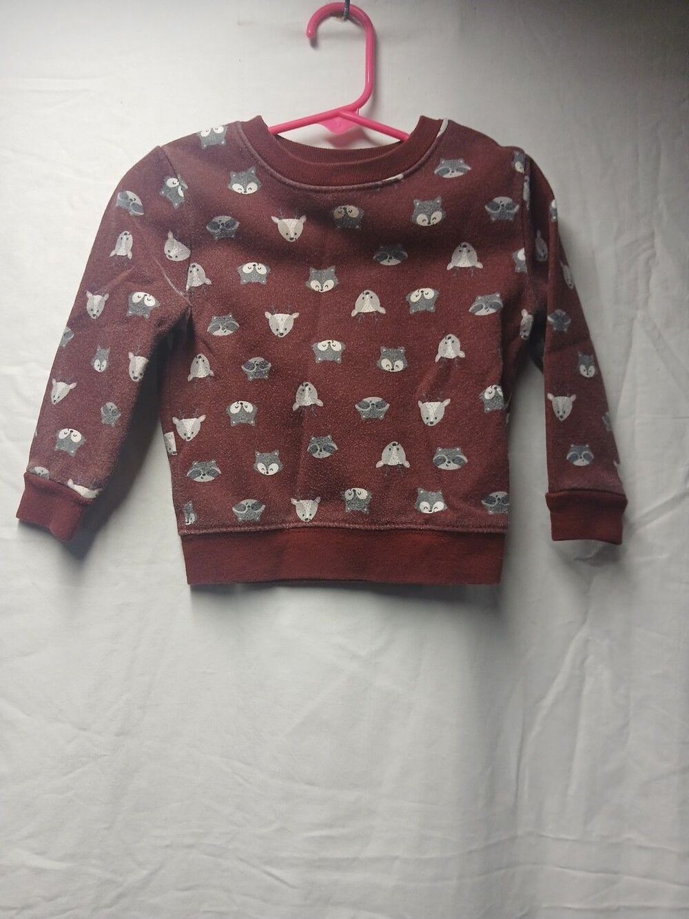 Boys Garanimals Animals Print Burgundy Fleece Sweatshirt Size 18 Month